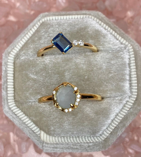 Blue Topaz & Aquamarine Ring Set