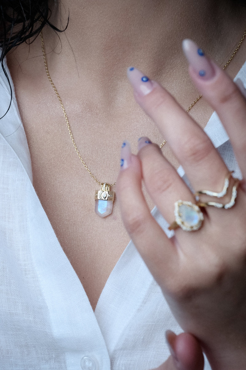 Sprinkled Pacific Moonstone Ring