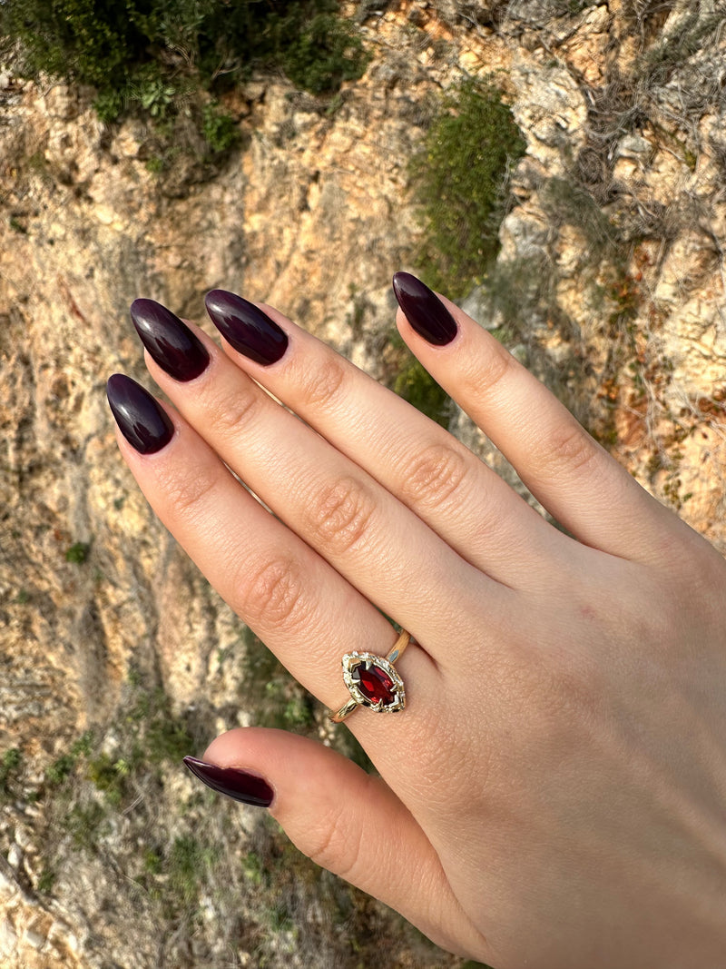 Ruby Ring with Sprinkled Diamonds