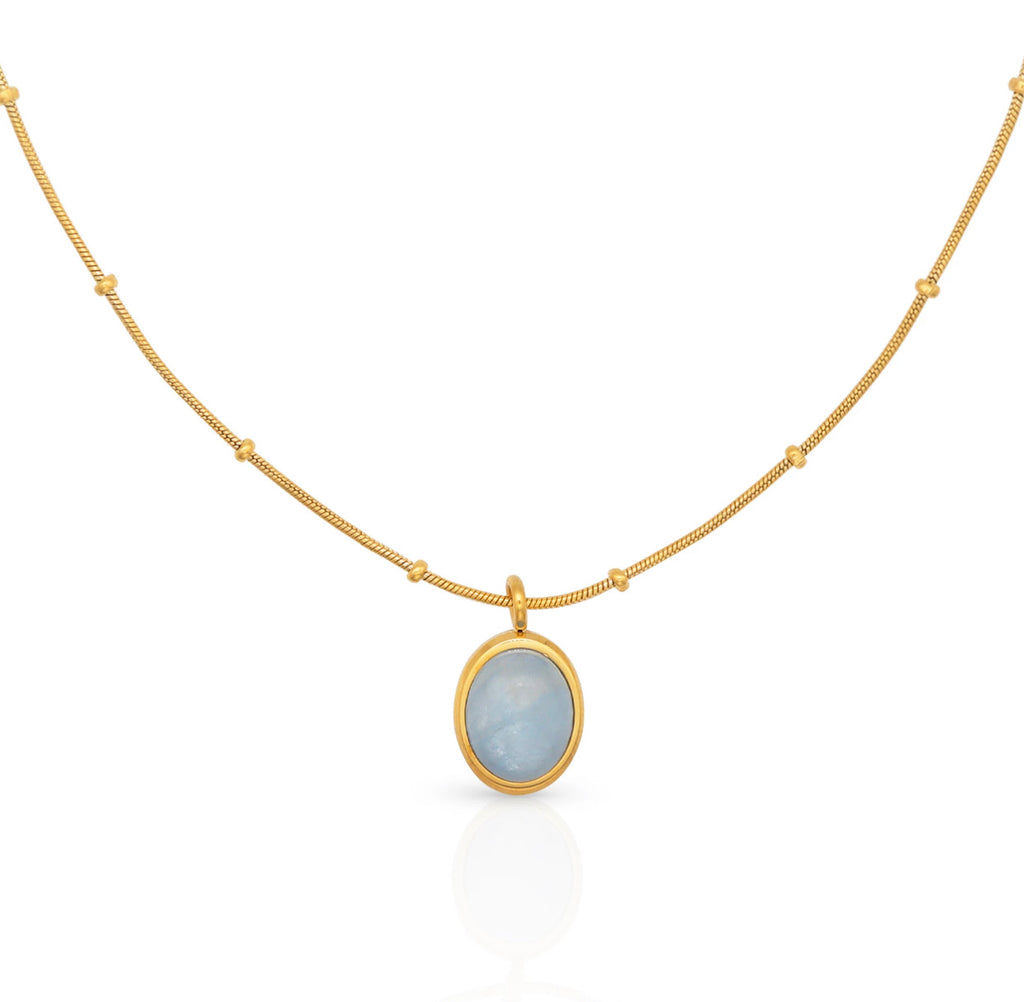 韓国ブランドHei★芸能人着用_aquamarine cabochon necklace 韓国ブランドHei☆芸能人着用_aquamarine cabochon necklace