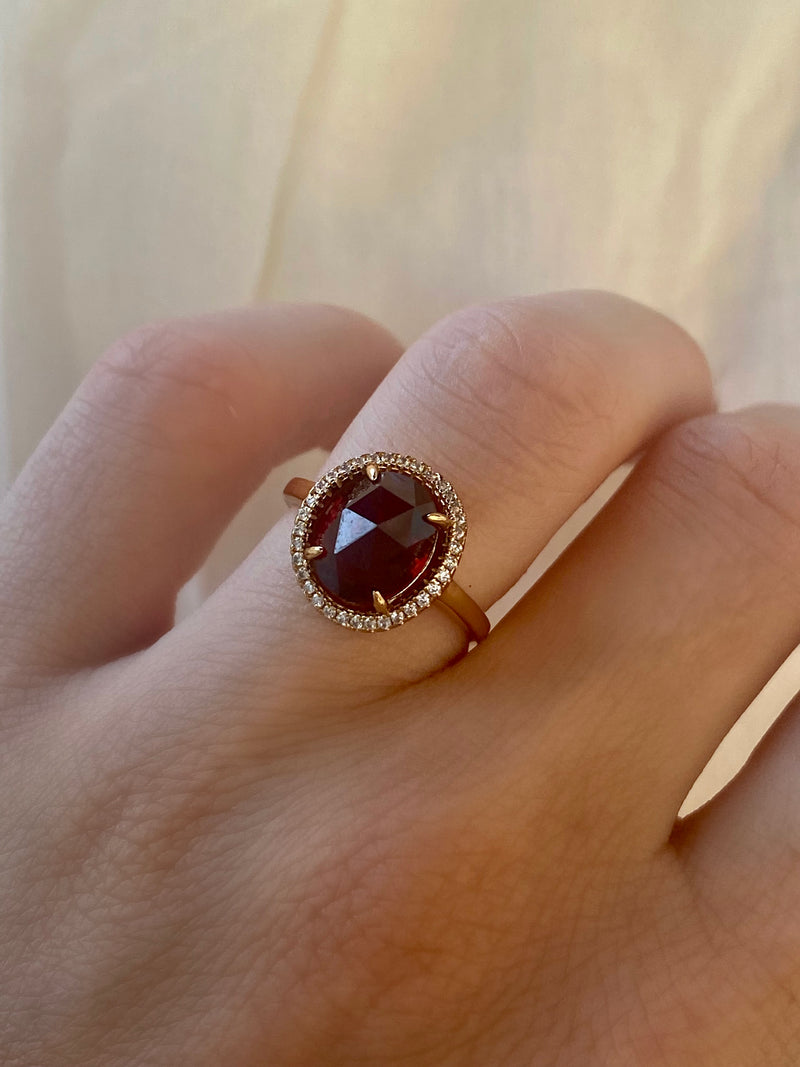 LMDPRAJAPATIS 9.25 Carat Natural Garnet Gold Adjustable Ring - Statement Gemstone Jewelry For Men & Women